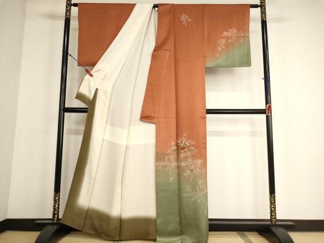 平和屋着物■訪問着　刺繍　地紙花文　暈し染め　正絹　逸品　AABG3101ja