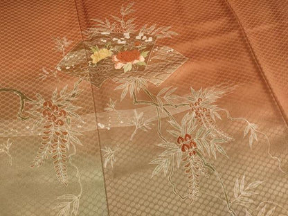平和屋着物■訪問着　刺繍　地紙花文　暈し染め　正絹　逸品　AABG3101ja