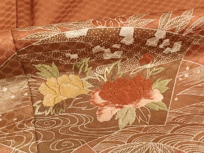 平和屋着物■訪問着　刺繍　地紙花文　暈し染め　正絹　逸品　AABG3101ja
