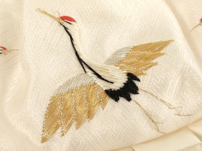 平和屋本店[]お宮参り　女の子　小物セット　刺繍　飛鶴文　金銀糸　箱付き　逸品　AABG3167ja