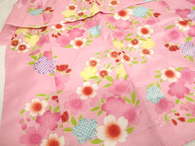 平和屋本店[]七五三　女の子　３歳　祝着　三つ身　被布・小物セット　花丸文　桜　金彩　箱付き　AABG3169ja