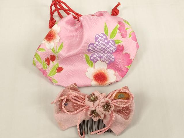 平和屋本店[]七五三　女の子　３歳　祝着　三つ身　被布・小物セット　花丸文　桜　金彩　箱付き　AABG3169ja