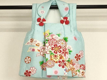 平和屋本店[]七五三 女の子 ３歳 祝着 三つ身 長襦袢・被布・小物セット 京都花ひめ 束ね熨斗花文 花車文 金彩 箱付き 逸品 AABG3170ja