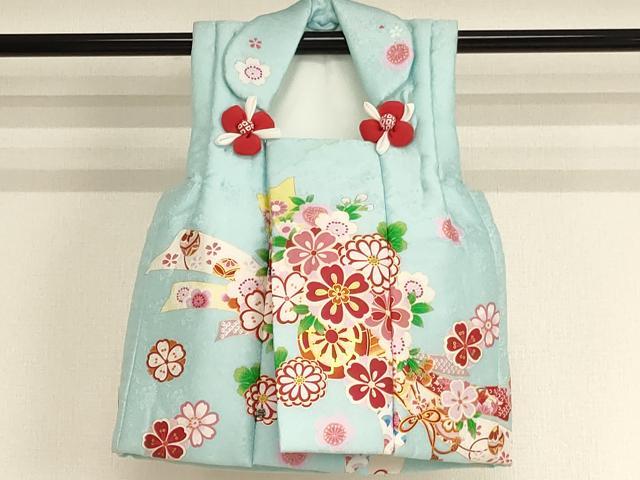 平和屋本店[]七五三 女の子 ３歳 祝着 三つ身 長襦袢・被布・小物セット 京都花ひめ 束ね熨斗花文 花車文 金彩 箱付き 逸品 AABG3170ja