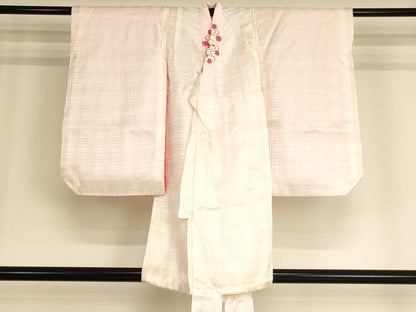 平和屋着物[]七五三　女の子　祝着　一つ身　長襦袢(無双仕立て・半衿刺繍)セット　飛鶴花文　暈し染め　金彩　逸品　AABG3177ja