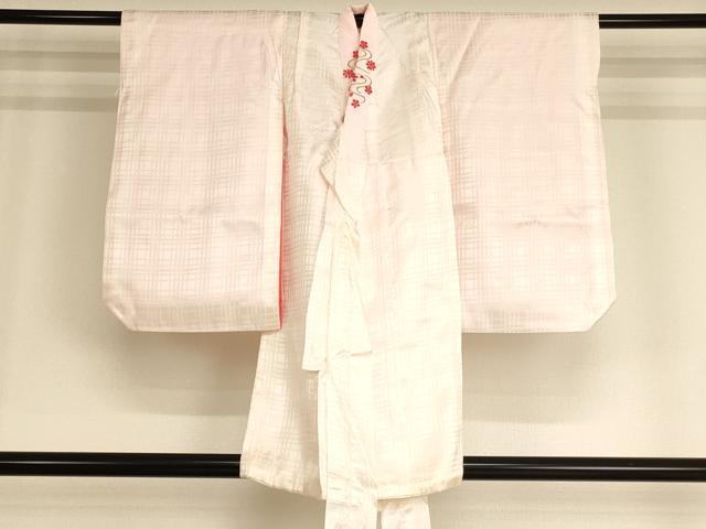 平和屋着物[]七五三　女の子　祝着　一つ身　長襦袢(無双仕立て・半衿刺繍)セット　飛鶴花文　暈し染め　金彩　逸品　AABG3177ja