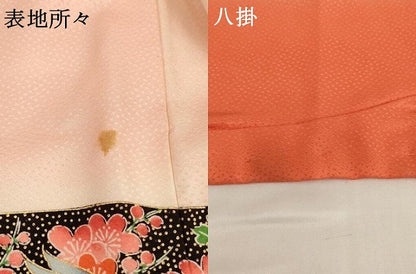 平和屋着物[]七五三　女の子　３歳　祝着　一つ身　駒刺繍　地紙花鳥文　雉　暈し染め　金彩　洗える着物　AABG3179ja