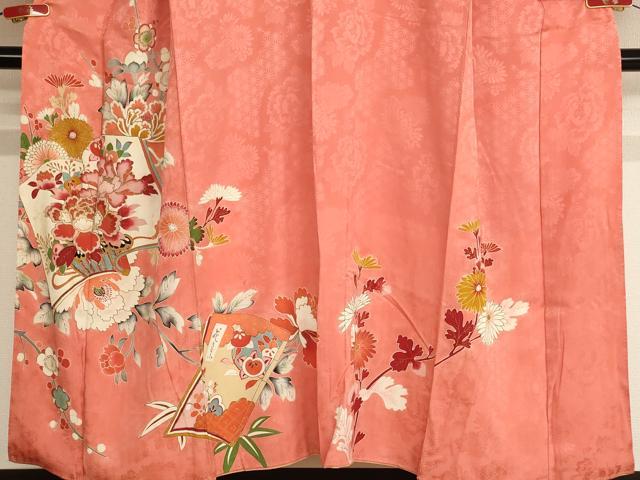 平和屋着物∵アンティーク　大正ロマン　女の子　十三参り　子供　祝着　刺繍　冊子飾花文　金糸　金彩　正絹　逸品　AABG3181ja