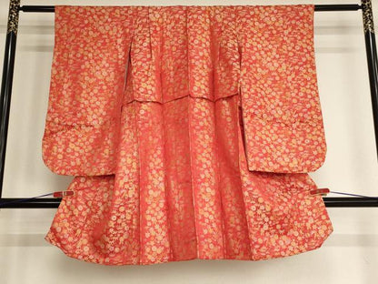平和屋着物[]七五三　女の子　３歳　祝着　三つ身　寿光織　草花文　正絹　逸品　AABG3182ja