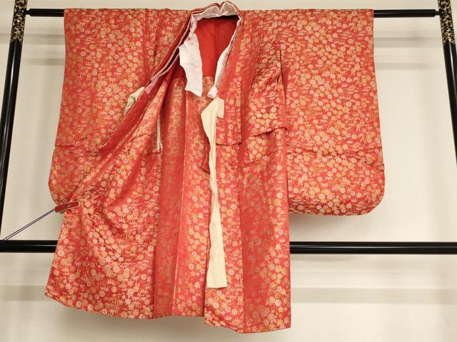 平和屋着物[]七五三　女の子　３歳　祝着　三つ身　寿光織　草花文　正絹　逸品　AABG3182ja