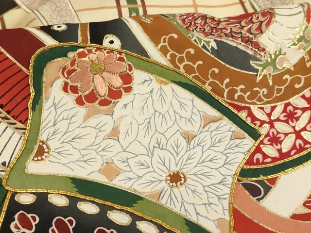 平和屋着物[]お宮参り　男の子　祝着　産着　初着　のしめ　駒刺繍　兜　金彩　正絹　逸品　AABG3186ja