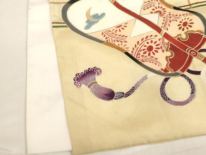 平和屋着物[]お宮参り　男の子　祝着　産着　初着　のしめ　駒刺繍　兜　金彩　正絹　逸品　AABG3186ja