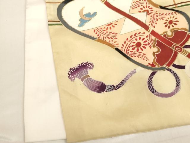 平和屋着物[]お宮参り　男の子　祝着　産着　初着　のしめ　駒刺繍　兜　金彩　正絹　逸品　AABG3186ja