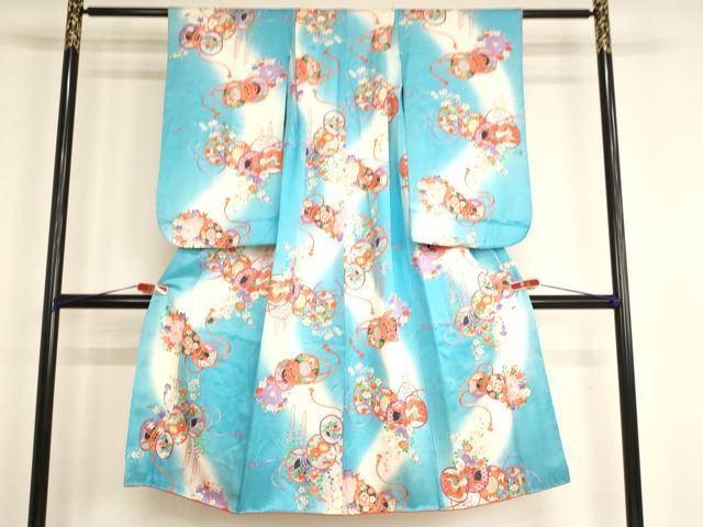 平和屋着物[]七五三　女の子　７歳　祝着　四つ身　花鼓文　暈し染め　金彩　正絹　逸品　AABG3189ja