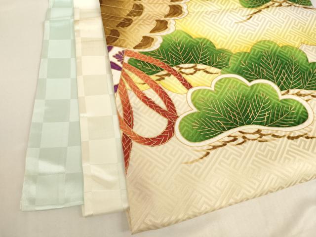 平和屋着物[]お宮参り　男の子　祝着　産着　初着　のしめ　刺繍　鷹　松　金銀糸　金彩　逸品　AABG3190ja
