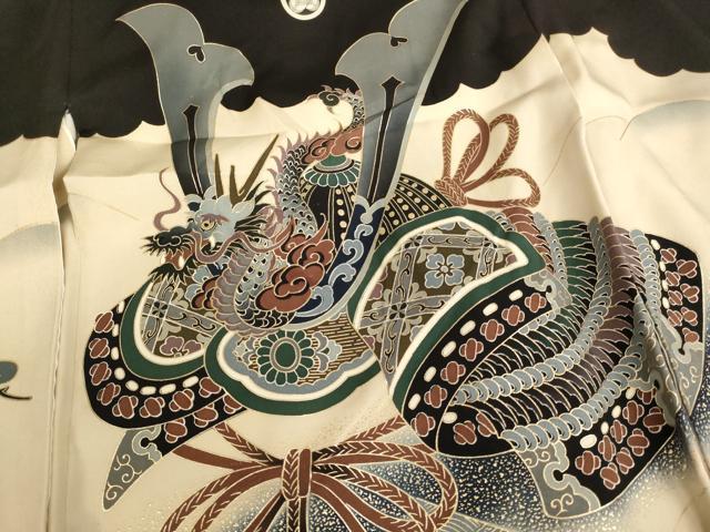 平和屋着物[]七五三　男の子　3歳　祝着　兜　暈し染め　金彩　正絹　逸品　AABG3192ja