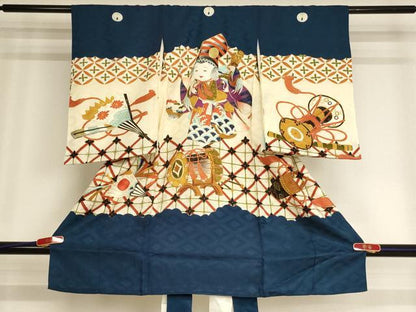 平和屋着物[]お宮参り　男の子　祝着　産着　初着　のしめ　駒刺繍　童子　金彩　逸品　AABG3194ja