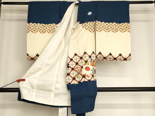 平和屋着物[]お宮参り　男の子　祝着　産着　初着　のしめ　駒刺繍　童子　金彩　逸品　AABG3194ja