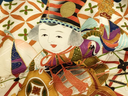 平和屋着物[]お宮参り 男の子 祝着 産着 初着 のしめ 駒刺繍 童子 金彩 逸品 AABG3194ja