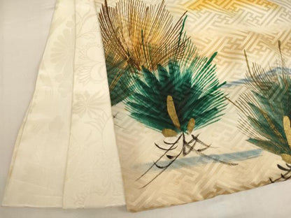 平和屋着物[]お宮参り　男の子　祝着　産着　初着　のしめ　刺繍　群鶴松文　暈し染め　金銀糸　金彩　逸品　AABG3203ja