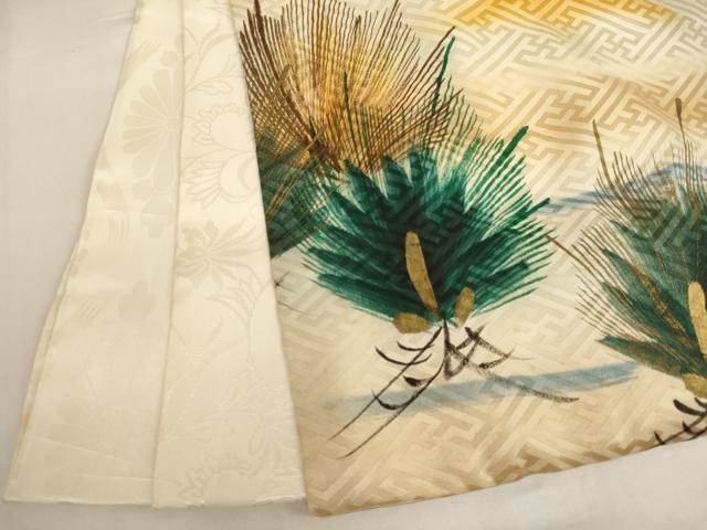 平和屋着物[]お宮参り 男の子 祝着 産着 初着 のしめ 刺繍 群鶴松文 暈し染め 金銀糸 金彩 逸品 AABG3203ja
