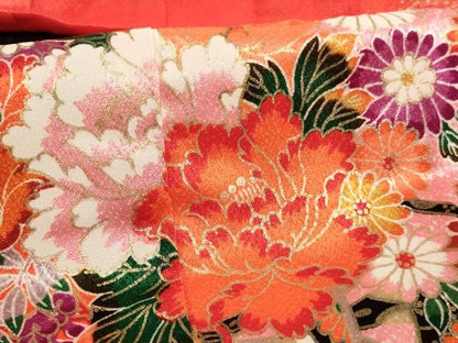 平和屋着物[]七五三 女の子 ３歳 祝着 三つ身 長襦袢(単衣・半衿刺繍)セット 花車文 金彩 AABG3204ja