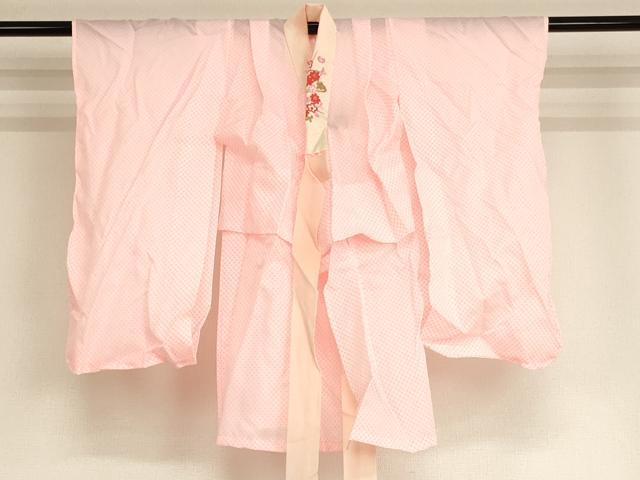 平和屋着物[]七五三 女の子 ３歳 祝着 三つ身 長襦袢(単衣・半衿刺繍)セット 花車文 金彩 AABG3204ja