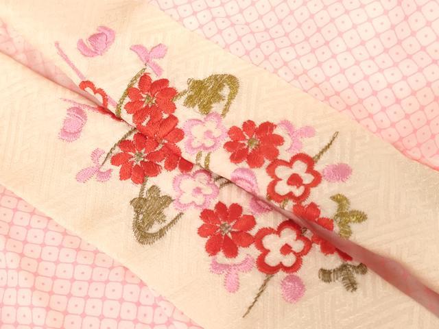 平和屋着物[]七五三 女の子 ３歳 祝着 三つ身 長襦袢(単衣・半衿刺繍)セット 花車文 金彩 AABG3204ja