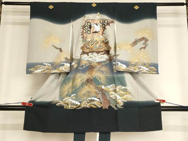 平和屋着物[]お宮参り　男の子　祝着　産着　初着　のしめ　宝船松文　暈し染め　金銀彩　逸品　AABG3206ja