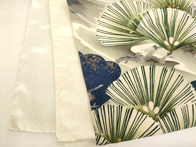 平和屋着物[]お宮参り　男の子　祝着　産着　初着　のしめ　刺繍　鷹　風景松文　金銀糸　金彩　正絹　逸品　AABG3208ja