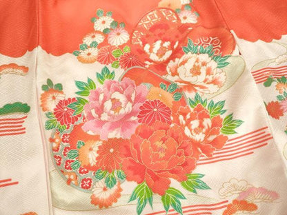 平和屋着物[]お宮参り　女の子　祝着　産着　初着　のしめ　風景花鼓文　金彩　逸品　AABG3214ja