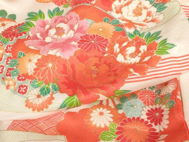 平和屋着物[]お宮参り　女の子　祝着　産着　初着　のしめ　風景花鼓文　金彩　逸品　AABG3214ja