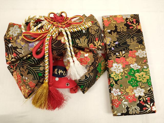 平和屋本店[]七五三　女の子　和装小物セット　舞桜文　金糸　箱付き　AABG3216ja