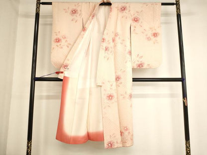 平和屋着物[]七五三　女の子　７歳　祝着　四つ身　総絞り　舞花文　正絹　逸品　AABG3217ja