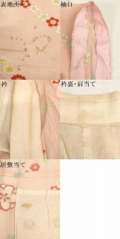 平和屋着物[]セミアンティーク 子供 女の子 長襦袢 単衣 舞梅文 正絹 逸品 AABG3226ja