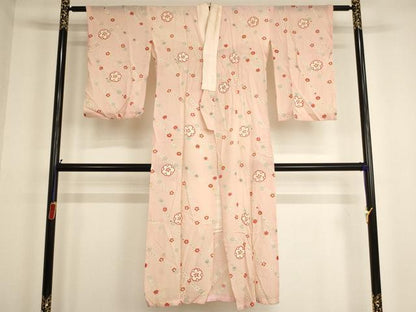 平和屋着物[]セミアンティーク 子供 女の子 長襦袢 単衣 舞梅文 正絹 逸品 AABG3226ja