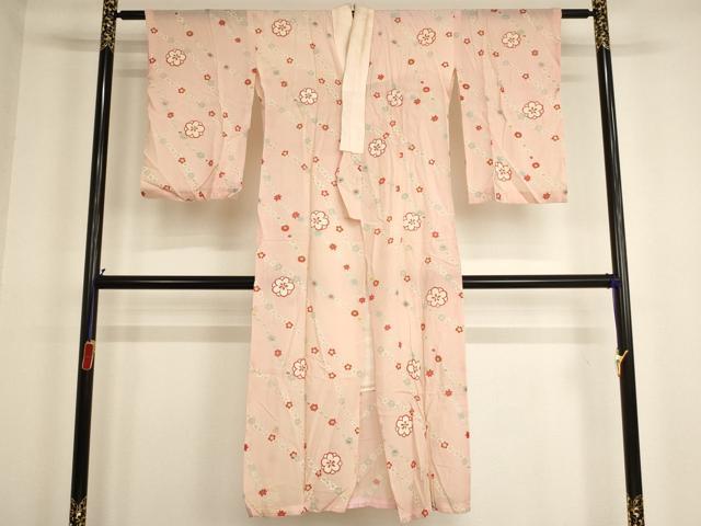 平和屋着物[]セミアンティーク 子供 女の子 長襦袢 単衣 舞梅文 正絹 逸品 AABG3226ja