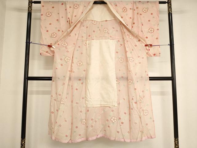 平和屋着物[]セミアンティーク 子供 女の子 長襦袢 単衣 舞梅文 正絹 逸品 AABG3226ja