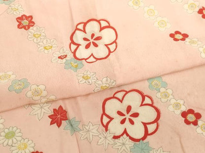 平和屋着物[]セミアンティーク 子供 女の子 長襦袢 単衣 舞梅文 正絹 逸品 AABG3226ja