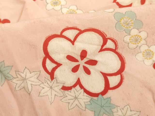 平和屋着物[]セミアンティーク 子供 女の子 長襦袢 単衣 舞梅文 正絹 逸品 AABG3226ja