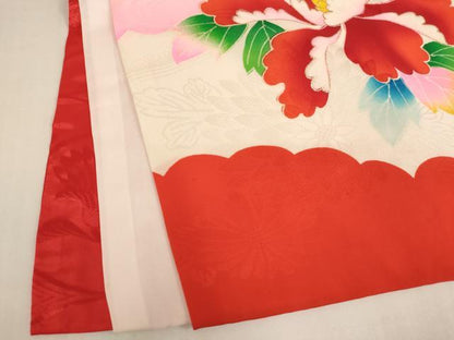 平和屋着物[]お宮参り　女の子　祝着　産着　初着　のしめ　刺繍　群鶴牡丹文　金糸　銀彩　逸品　AABG3228ja