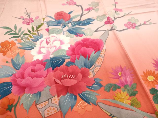 平和屋着物[]本加賀友禅作家 野村絵美 七五三 女の子 5歳 祝着 四つ身 長襦袢セット 手描き 花筏文 暈し染め 正絹 逸品 AABG3229ja