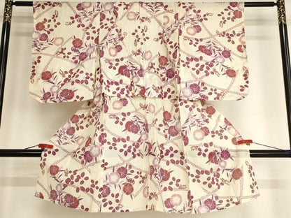 平和屋着物＊夏物 浴衣 子供 女の子 綿絽 撫松庵 草花文 綿 逸品 AABG3230ja