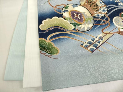 平和屋着物[]お宮参り　男の子　祝着　産着　初着　のしめ　刺繍　兜　吉祥松文　暈し染め　金糸　金彩　逸品　AABG3231ja