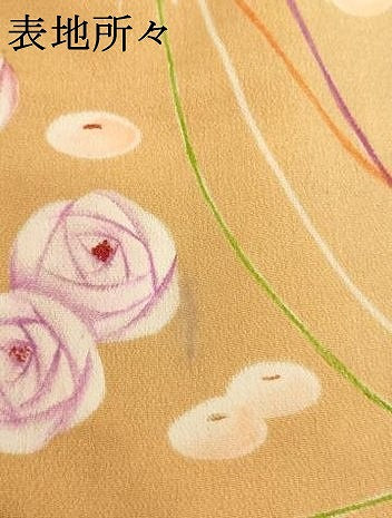 平和屋着物[]アンティーク　大正ロマン　七五三　女の子　5歳　祝着　四つ身　手描き　刺繍　花丸文　暈し染め　正絹　逸品　AABG3233ja