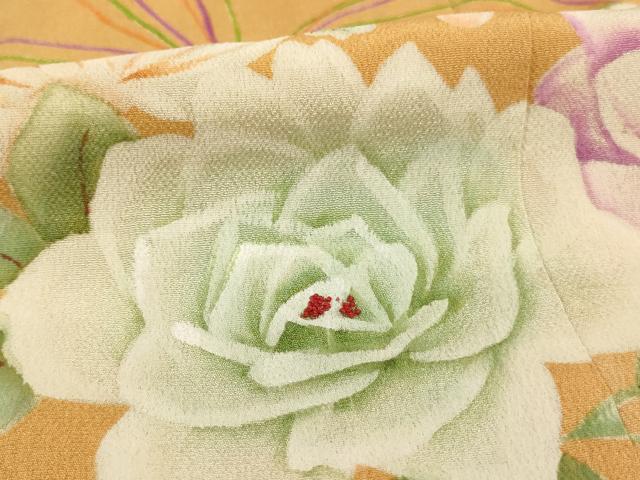 平和屋着物[]アンティーク　大正ロマン　七五三　女の子　5歳　祝着　四つ身　手描き　刺繍　花丸文　暈し染め　正絹　逸品　AABG3233ja