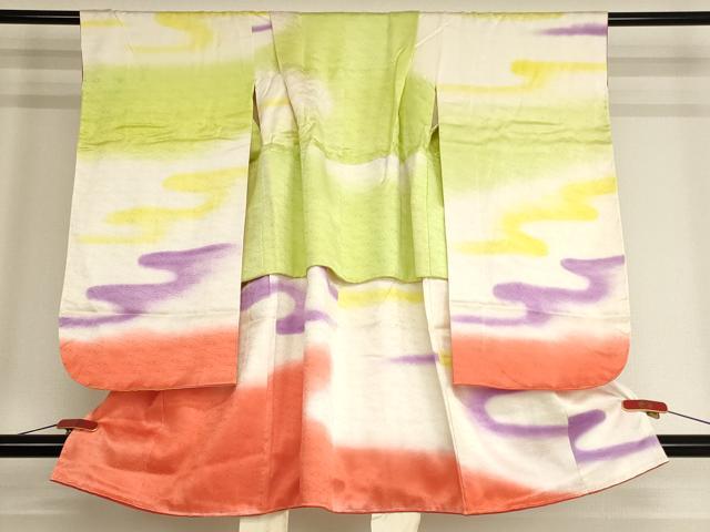 平和屋着物[]七五三　女の子　３歳　祝着　三つ身　エ霞文　暈し染め　正絹　逸品　AABG3234ja