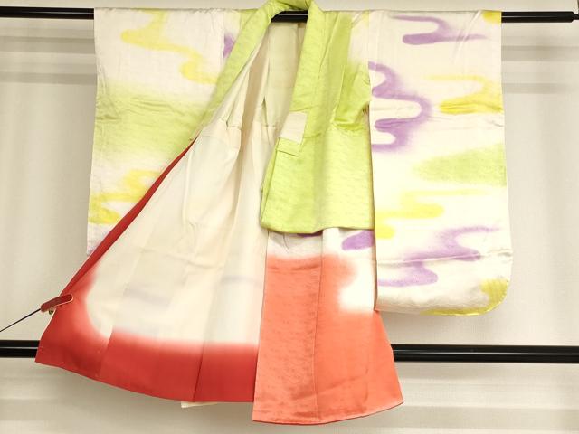 平和屋着物[]七五三　女の子　３歳　祝着　三つ身　エ霞文　暈し染め　正絹　逸品　AABG3234ja