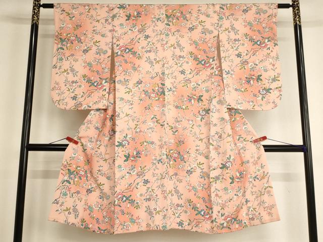 平和屋着物[]七五三　女の子　７歳　祝着　四つ身　枝花文　暈し染め　正絹　逸品　AABG3235ja