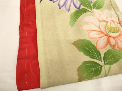 平和屋着物[]アンティーク　大正ロマン　お宮参り　女の子　祝着　産着　初着　のしめ　駒刺繍　草花文　正絹　逸品　AABG3236ja